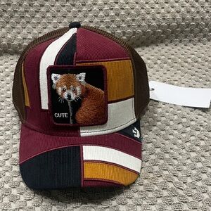 Goorin Bros Red Panda Dorbz Cute Patchwork burgundy, mustard, brown Trucker Hat